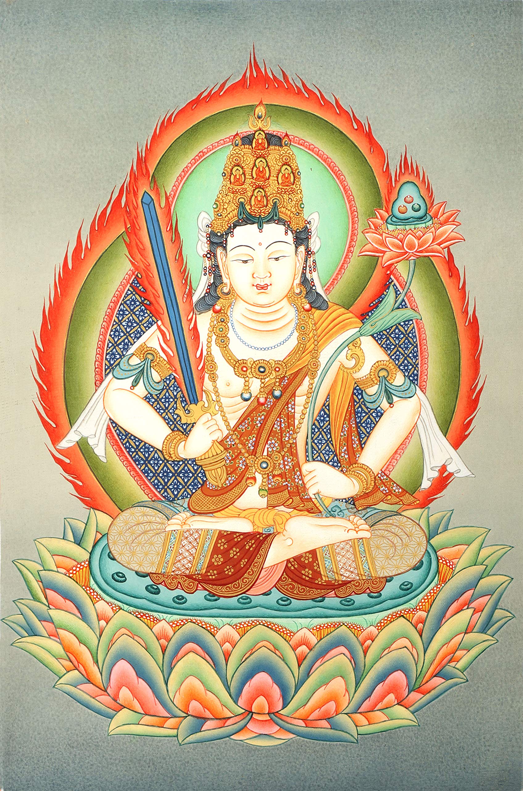 チベットタンカ Amazon.co.jp: エキゾチック インディア 文殊菩薩 - 錦織タンカ